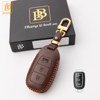 Bao Da Chìa Khóa ÔTô HUYNDAI Santafe 19-20, Accent 18-20, Kona ( 3 nút) Da Thật 100% Bảo Hành 2 Năm BB