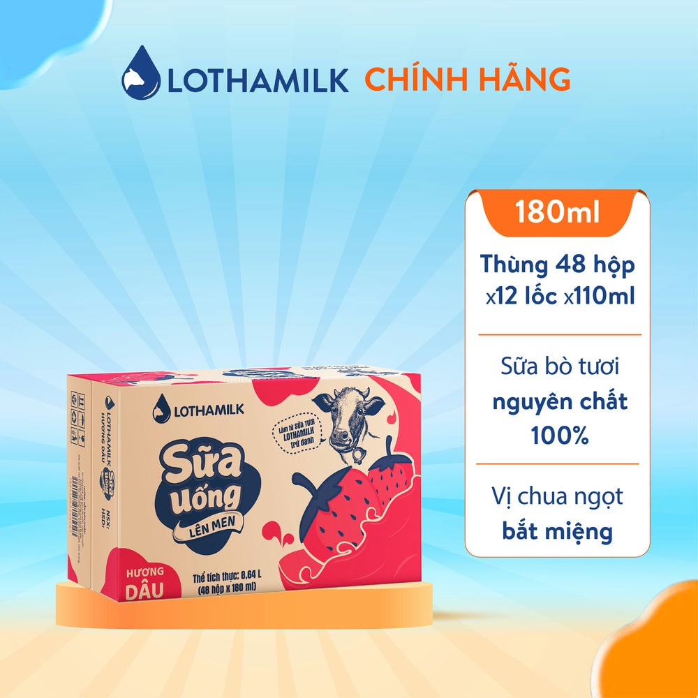 Ảnh Thùng 48 hộp sữa tươi lên men tiệt trùng Lothamilk 180ml 2