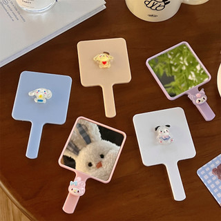 Gương Cầm Tay Trang Điểm Mini Vuông Đính Charm Kuromi Các Loại Timo GL02