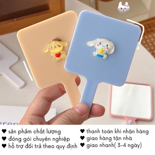 Gương Cầm Tay Trang Điểm Mini Vuông Đính Charm Kuromi Các Loại Timo GL02