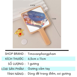 Gương Cầm Tay Trang Điểm Mini Vuông Đính Charm Kuromi Các Loại Timo GL02