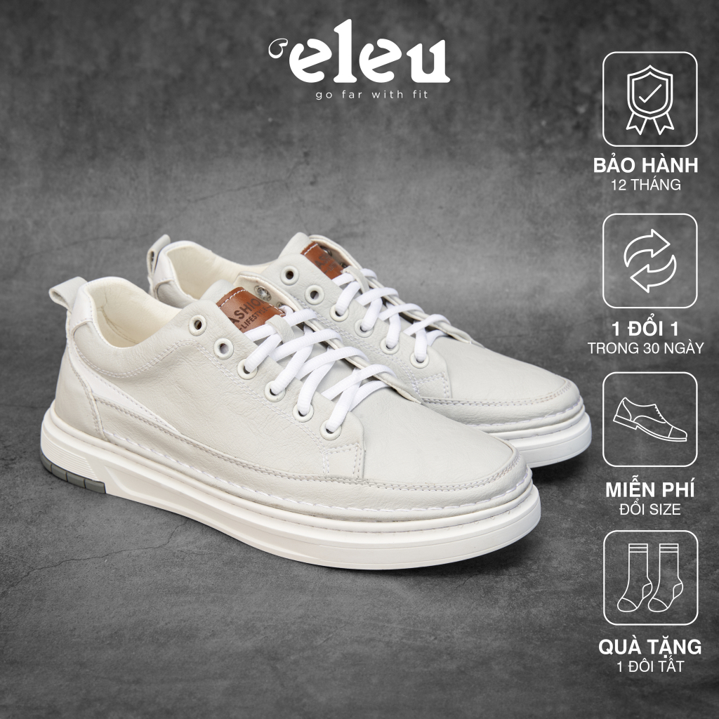 Giày Thể Thao Nam, Giày Sneaker ELEU Da Bò Màu Xám Đế Cao Su | Shopee ...