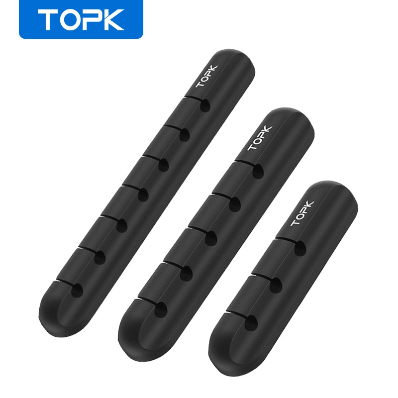 Kẹp cố định dây cáp TOPK 3 5 7 khe kẹp, đương kính 5mm, đế dán, chất liệu silicon