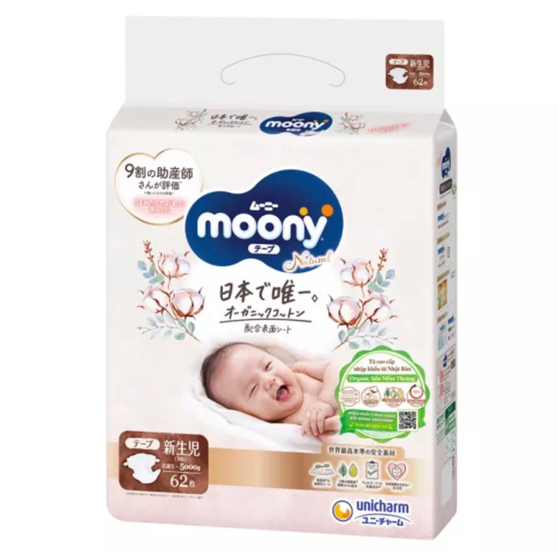 Tã Dán/Bỉm Quần Moony Natural Trắng Nội Địa Nhật Đủ Size Chống Tràn An Toàn Cho Da Nhạy Cảm Của Trẻ