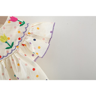 Váy babydoll bé gái 8-16kg tay cánh tiên Đầm bé gái chấm bi hoạ tiết thêu hoa D879
