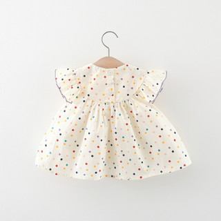 Váy babydoll bé gái 8-16kg tay cánh tiên Đầm bé gái chấm bi hoạ tiết thêu hoa D879