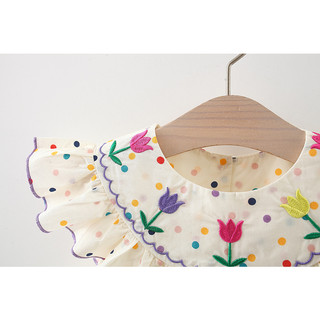 Váy babydoll bé gái 8-16kg tay cánh tiên Đầm bé gái chấm bi hoạ tiết thêu hoa D879