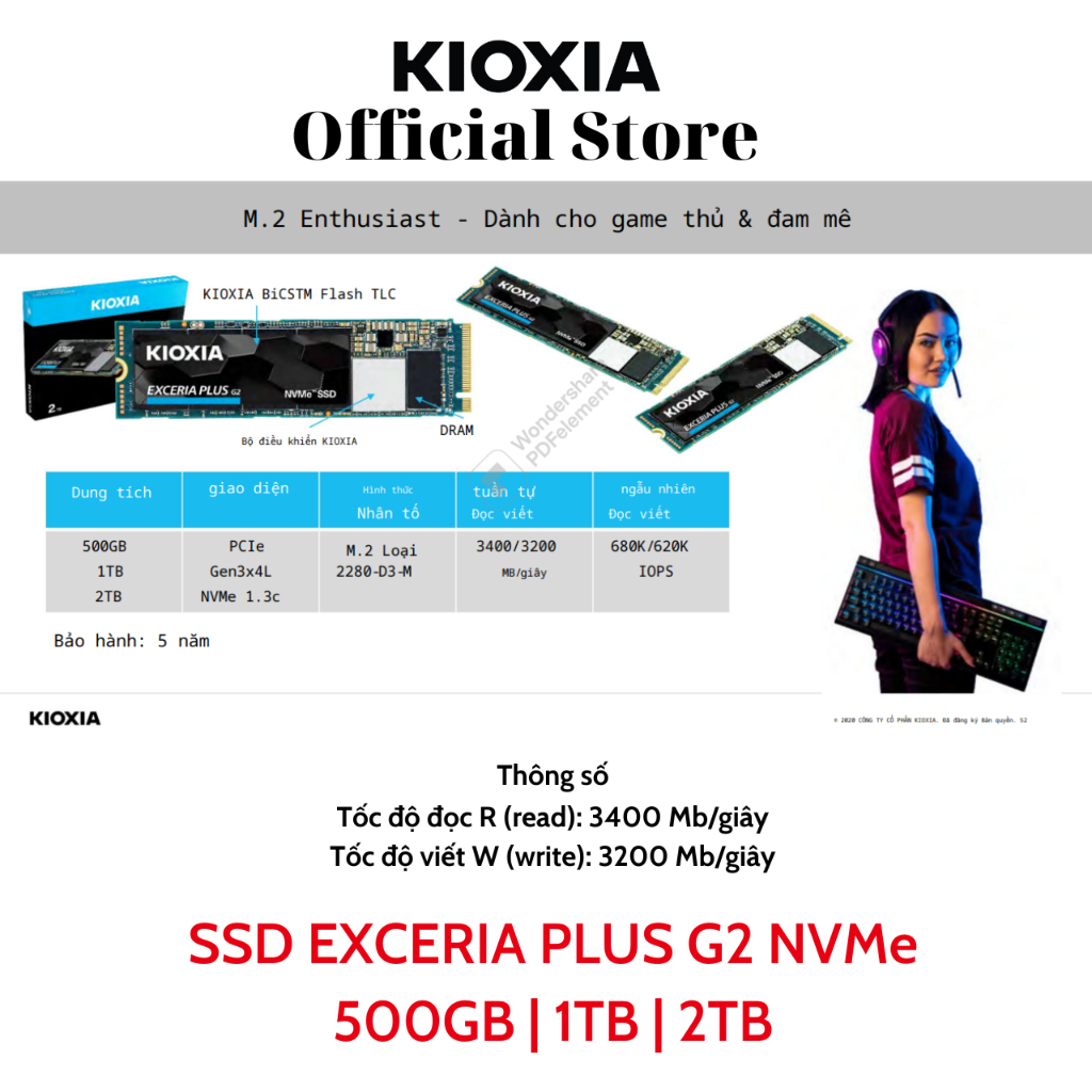 Ổ CỨNG SSD KIOXIA EXCERIA SATA | NVMe ( G3 PLUS | PRO) | di động Plus 1TB | 2TB