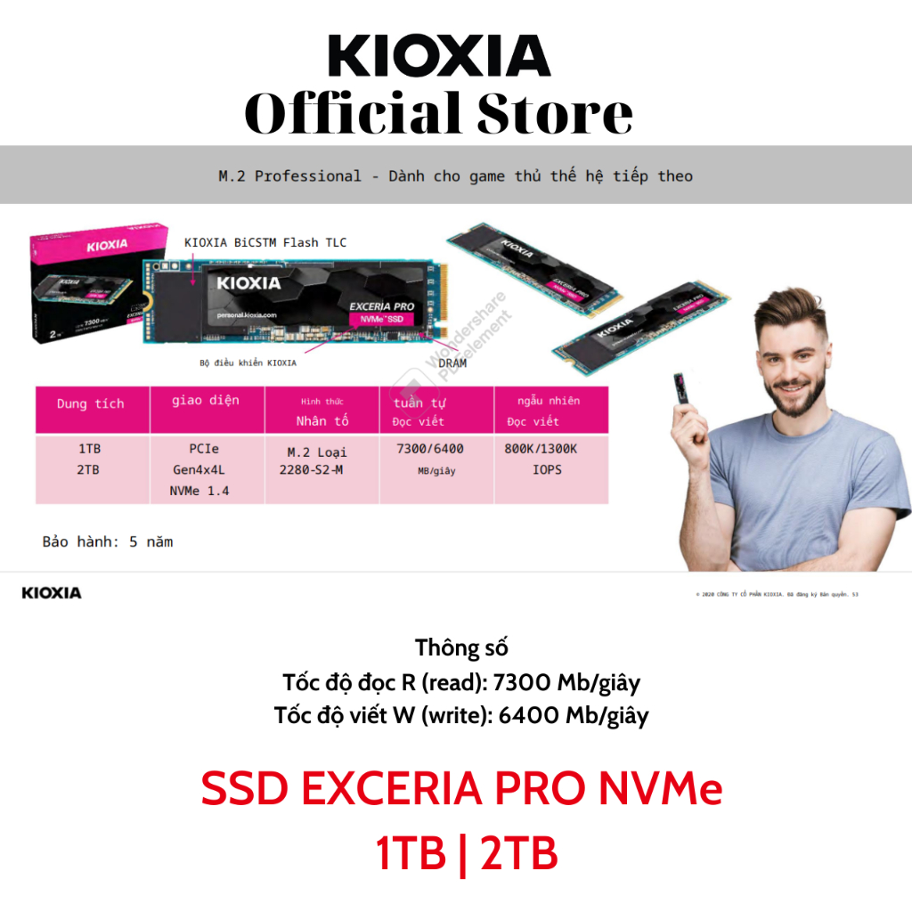 Ổ CỨNG SSD KIOXIA EXCERIA SATA | NVMe ( G3 PLUS | PRO) | di động Plus 1TB | 2TB