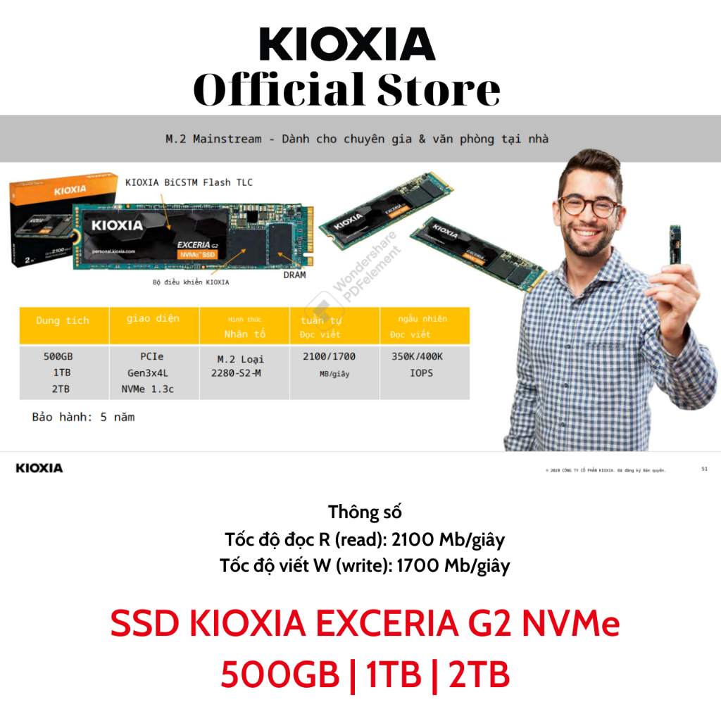 Ổ CỨNG SSD KIOXIA EXCERIA SATA | NVMe ( G3 PLUS | PRO) | di động Plus 1TB | 2TB