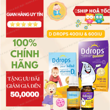 [Mẫu mới][Canada] Baby Ddrops 400IU vitamin D3, DDrops Booster 600 IU Vitamin D3 cho bé