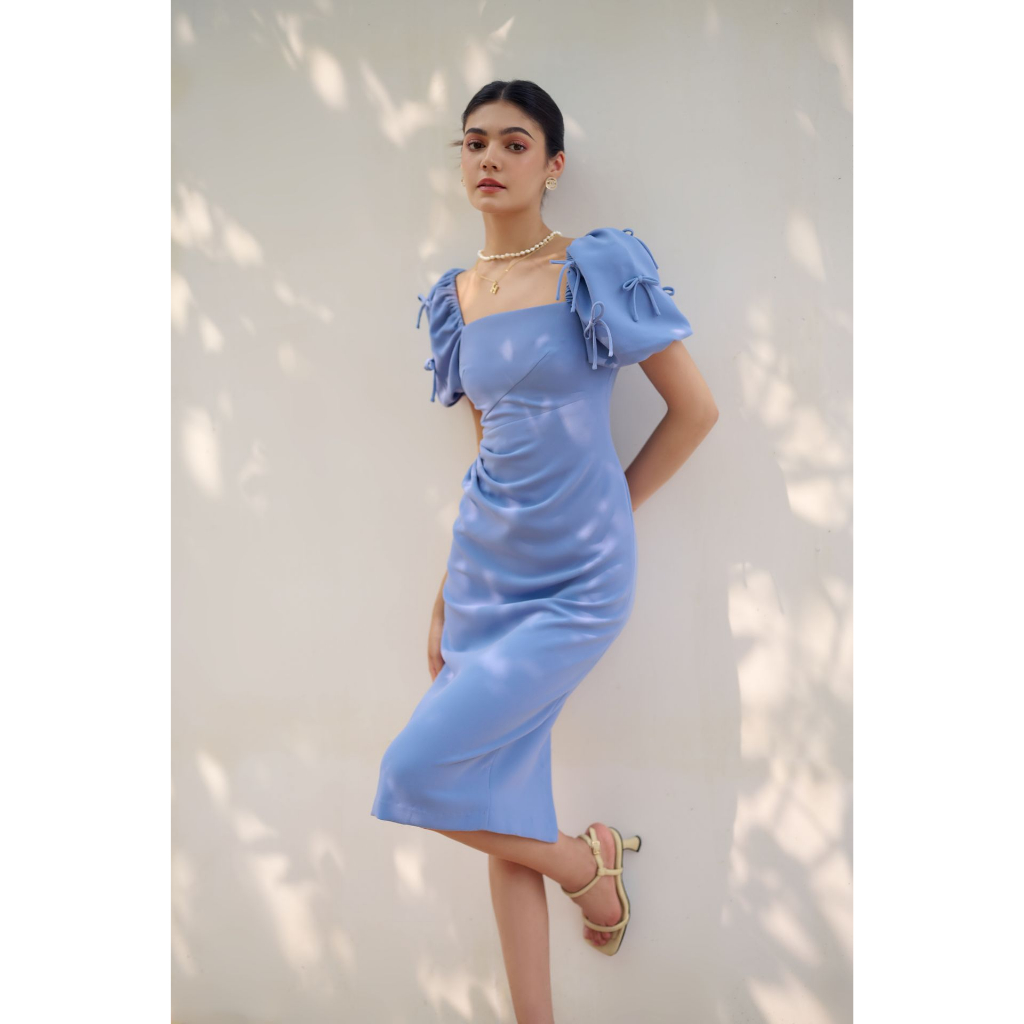 Vella Fashion đầm công sở nữ che bụng cổ vuông tay ngắn VD23038 - size S