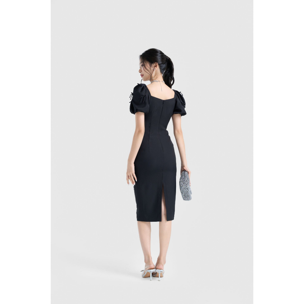 Vella Fashion đầm công sở nữ che bụng cổ vuông tay ngắn VD23038 - size S