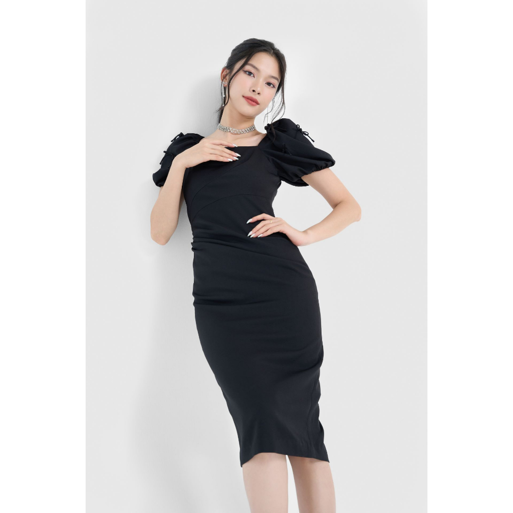 Vella Fashion đầm công sở nữ che bụng cổ vuông tay ngắn VD23038 - size S