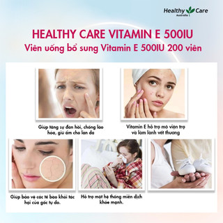 Viên uống Vitamin E 400IU và 500IU Healthy Care Extaste chống oxy hóa