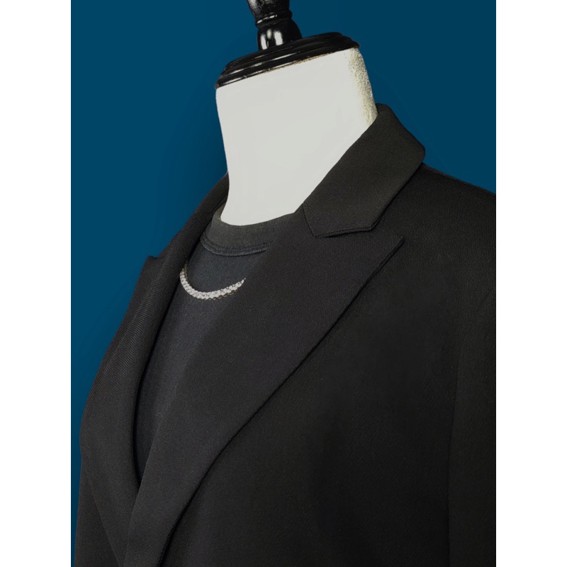 Áo blazer nữ [MAY THEO SỐ ĐO] -áo khoác vest -chất liệu CHÉO HÀN, 2 lớp-lót lụa, ĐEN, form 4 nút -Tiệm may Diluclothing