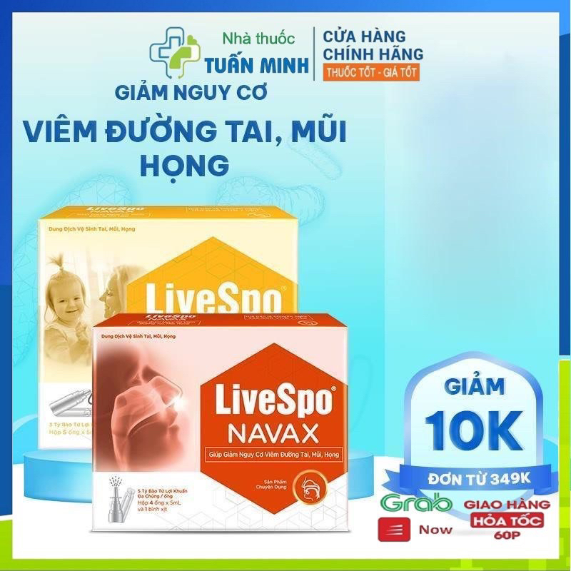 Nước muối sinh lý bào tử lợi khuẩn LiveSpo Navax Kids 5 ống và Hộp ...