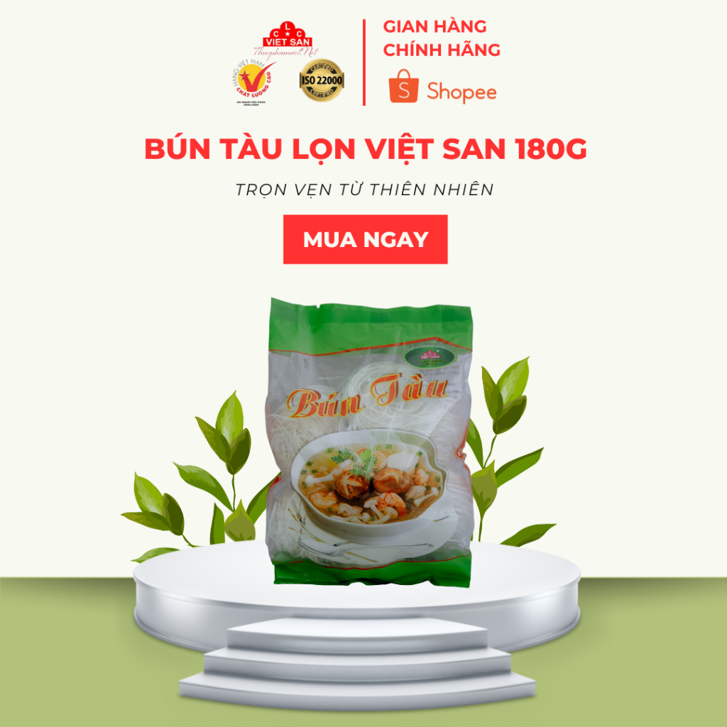 Bún Tàu Lọn Việt San 100g/180g - Bún Tàu Khô Sợi Tròn Nhỏ Dinh Dưỡng Cao
