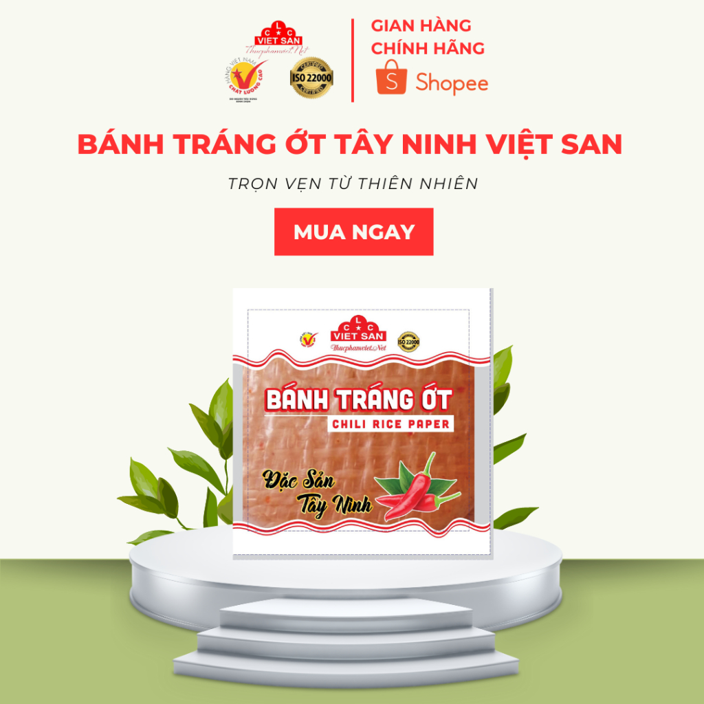 Bánh Tráng Ớt Tây Ninh Việt San Gói 280g - Vị Cay Nồng Dẻo Thơm Ăn Vặt Ngon