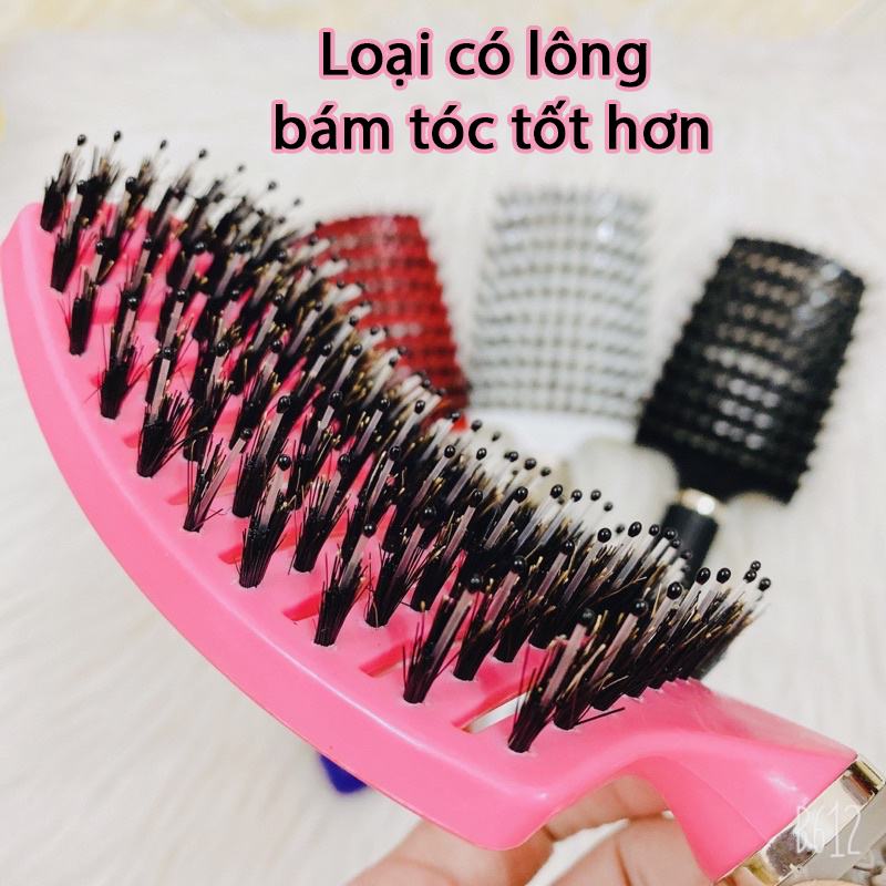 Lược chải tóc gỡ rối có lông, lược bán nguyệt tạo phồng tóc lượt bản to sấy tạo kiểu massage đầu (   hot)