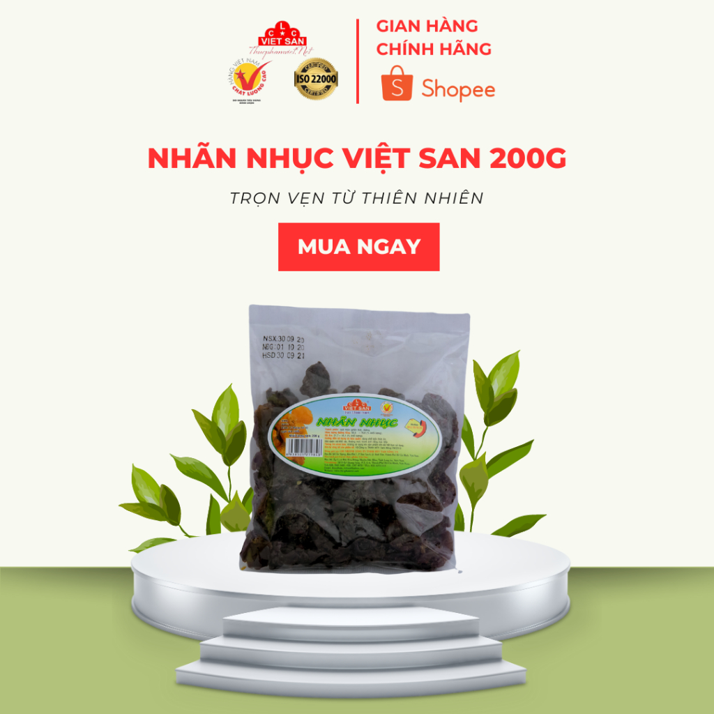 Nhãn Nhục Đen Việt San 200g - Long Nhãn Khô Nấu Chè Nấu Sâm Bổ Lượng Pha Nước Mát Thanh Nhiệt