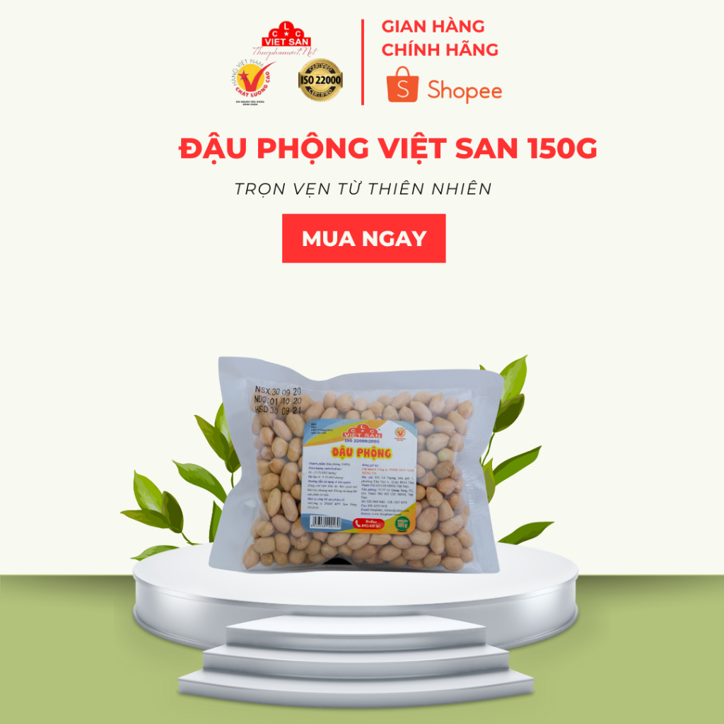 Đậu Phộng Hạt Đậu Phộng Rang Việt San 150g/300g/500g - Đậu Phộng Rang Không Vỏ Hạt To Béo Bùi
