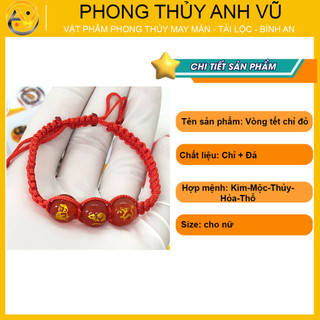 Vòng tết chỉ đỏ may mắn thân tý thìn - Vòng tay tam hợp quý nhân quý thần - Bảo hành 12 tháng