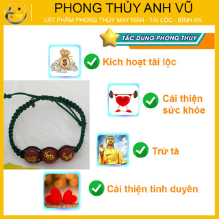 Vòng tết chỉ may mắn - Vòng tay tam hợp quý nhân hợi mão mùi - Bảo hành 12 tháng