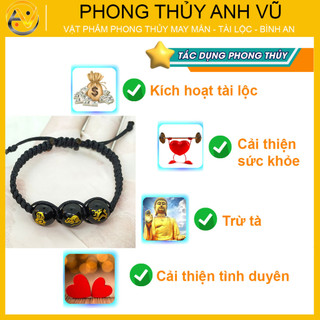 Vòng tết chỉ may mắn thân tý thìn - Vòng tam hợp quý nhân quý thần - Bảo hành 12 tháng