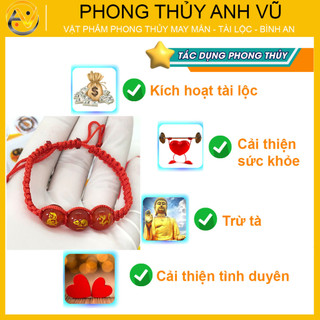Vòng tết chỉ đỏ may mắn thân tý thìn - Vòng tay tam hợp quý nhân quý thần - Bảo hành 12 tháng