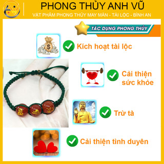 Vòng chỉ may mắn thân tý thìn - Vòng tam hợp quý nhân quý thần - Bảo hành 12 tháng