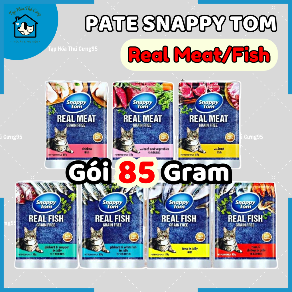 Pate Snappy Tom Gói 85g Real Fish & Real Meat - Pate Cho Mèo Snappy Tom ...