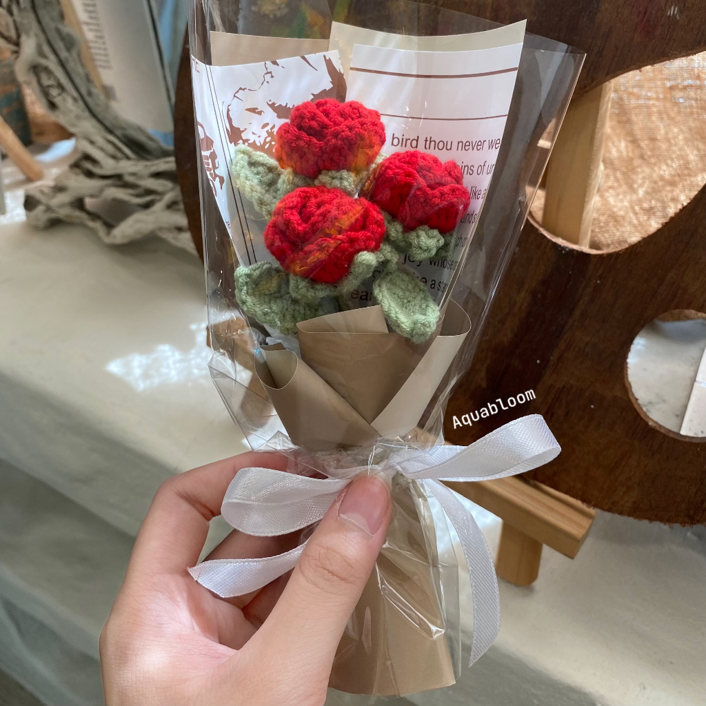CÓ SẴN - Bó hoa hồng len mini handmade ( Bảng màu 1 ) | Shopee Việt Nam