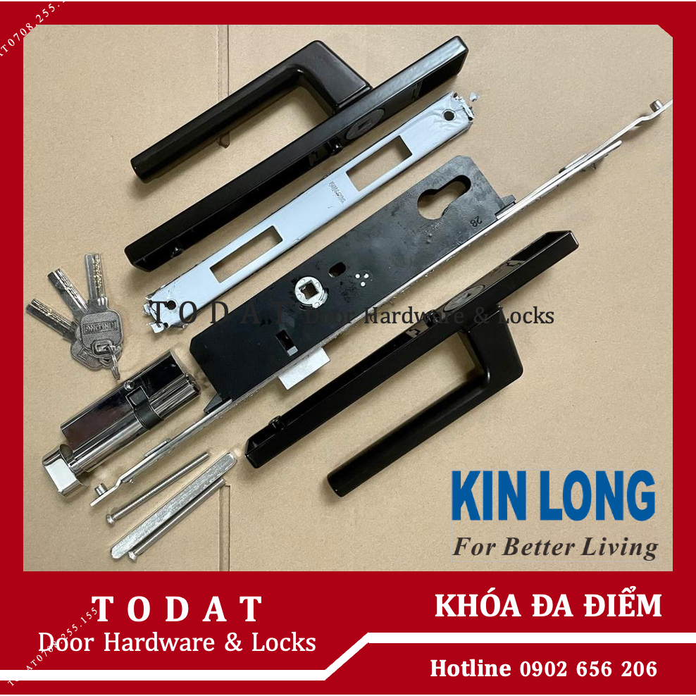 Khóa Tay Gạt Đa Điểm KINLONG Cửa đi nhôm Xingfa hệ 55 (Đen/Trắng ...