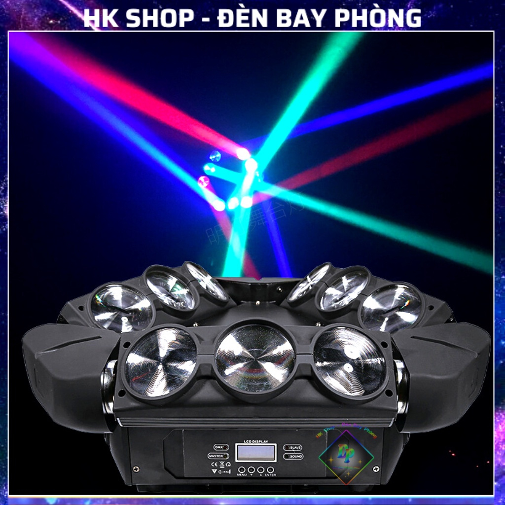 Đèn Sân Khấu Moving 9 Mắt Laser Cảm Biến âm Thanh chạy auto Dùng Cho Bar Pub Karaoke Vũ Trường Sân Khấu