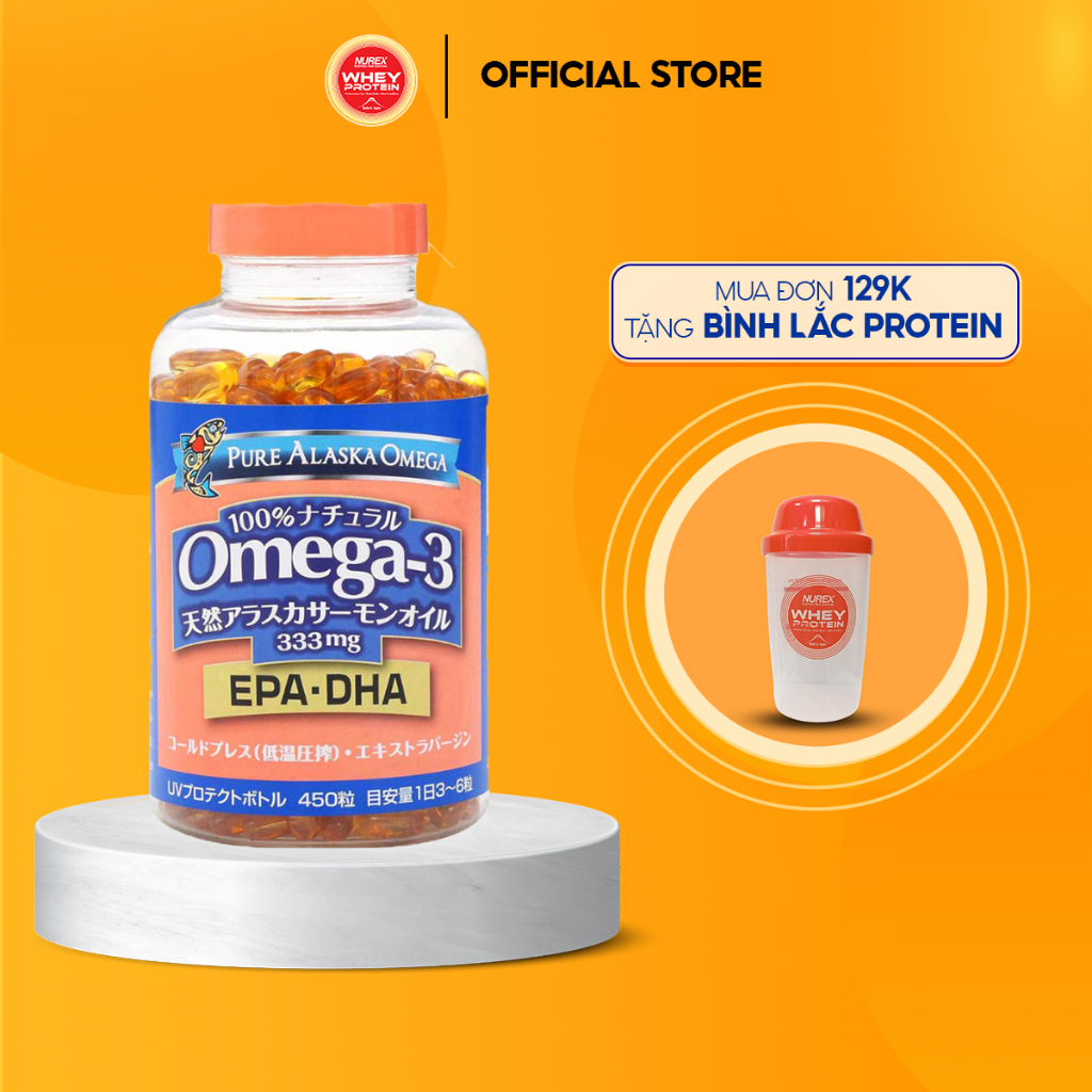 Viên Uống Dầu Cá Hồi Nhật Bản Pure Alaska Omega3 333mg EPA DHA Hộp