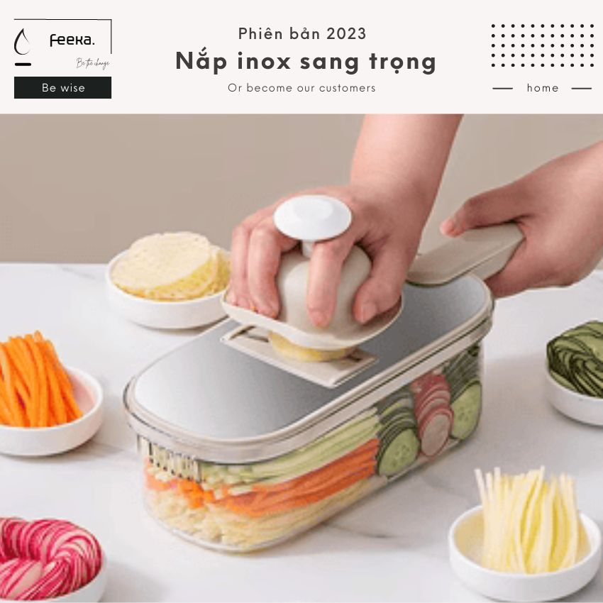 Bộ nạo sợi rau củ đa năng FEEKA 6 lưỡi dao, đồ bào rau củ đa năng cao ...