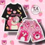 Set Bộ Đùi Gấu Dâu Lotso cotton quần áo hoạt hình hoạ tiết cute - Bộ mặc nhà Cartoon form rộng Unisex nam nữ