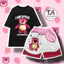 Set Bộ Đùi Gấu Dâu Lotso cotton quần áo hoạt hình hoạ tiết cute - Bộ mặc nhà Cartoon form rộng Unisex nam nữ