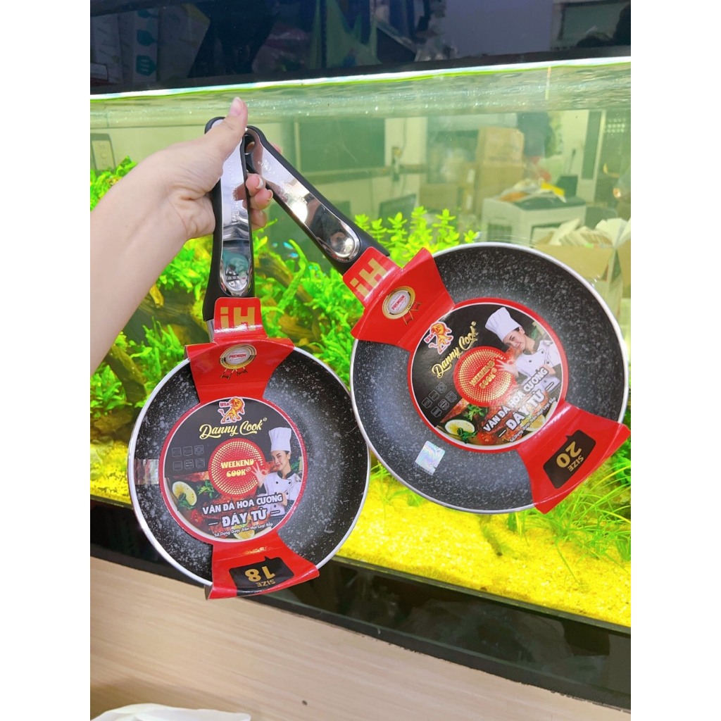 Chảo chống dính vân đá kim cương - chảo chống dính  size 16cm đến 32cm Cao Cấp sử dụng mọi loại bếp