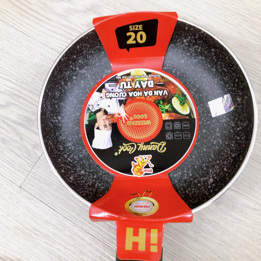Chảo chống dính vân đá kim cương - chảo chống dính  size 16cm đến 32cm Cao Cấp sử dụng mọi loại bếp
