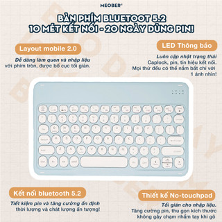 Bao da i Pad Xoay kèm bàn phím - Case Keyboard 360 by Meober dành cho Gen 8/9/10 Air4/5/6 Pro11
