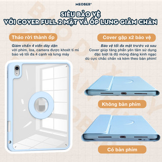 Bao da i Pad Xoay kèm bàn phím - Case Keyboard 360 by Meober dành cho Gen 8/9/10 Air4/5/6 Pro11