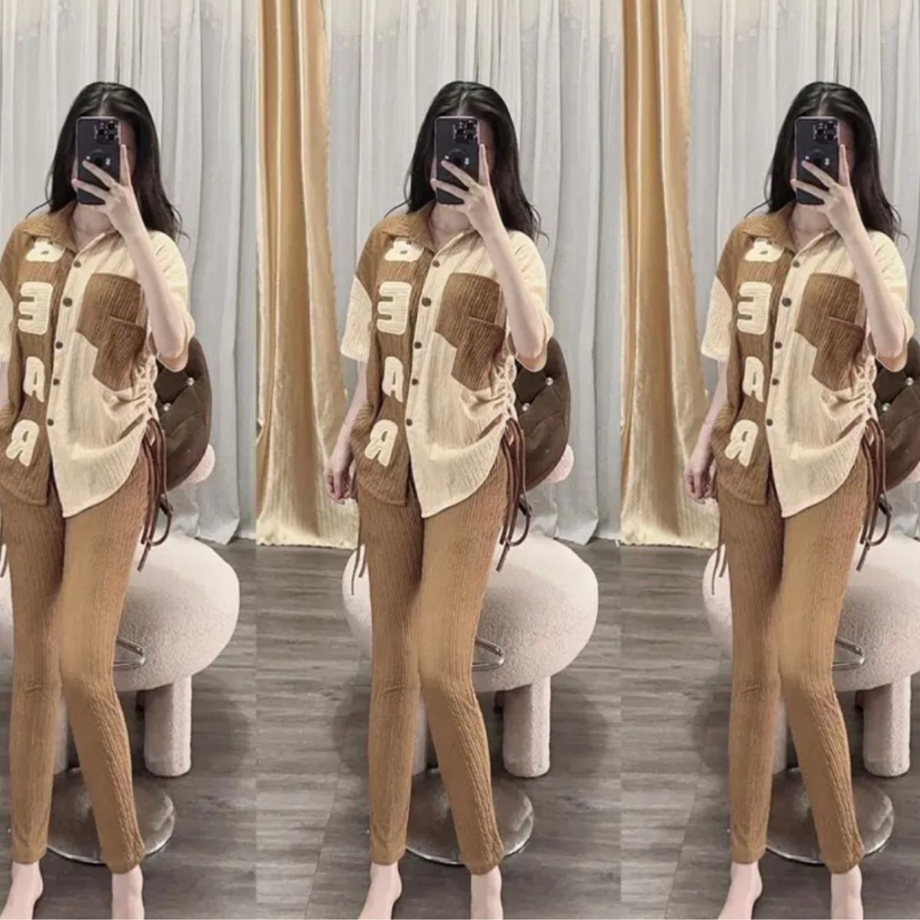 Set Đồ Nữ Bigsize Quần Dài Vải Thun Xốp Nhật ESHOP Thời Trang Đồ Bộ Nữ Sang Chảnh Áo Kiểu Sơ Mi Đi Chơi Ở Nhà Đẹp DX68