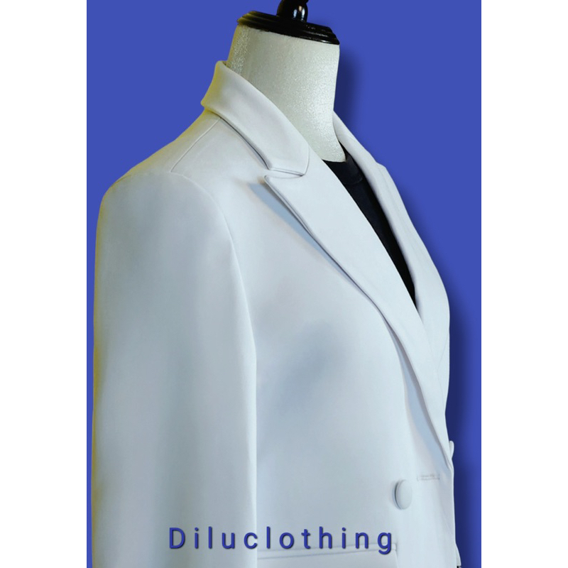 Áo blazer nữ [MAY THEO SỐ ĐO] - áo khoác vest - chất liệu cao cấp, 2 lớp-lót lụa, màu trắng tuyết