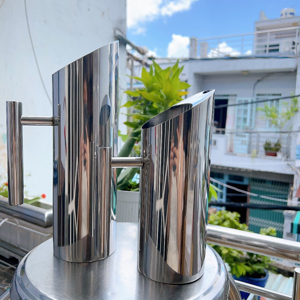 Ca -  Bình inox trà đá hình ống trúc - Bình Inox Rót trà hình trụ miệng xéo 1L-1,5L-2L