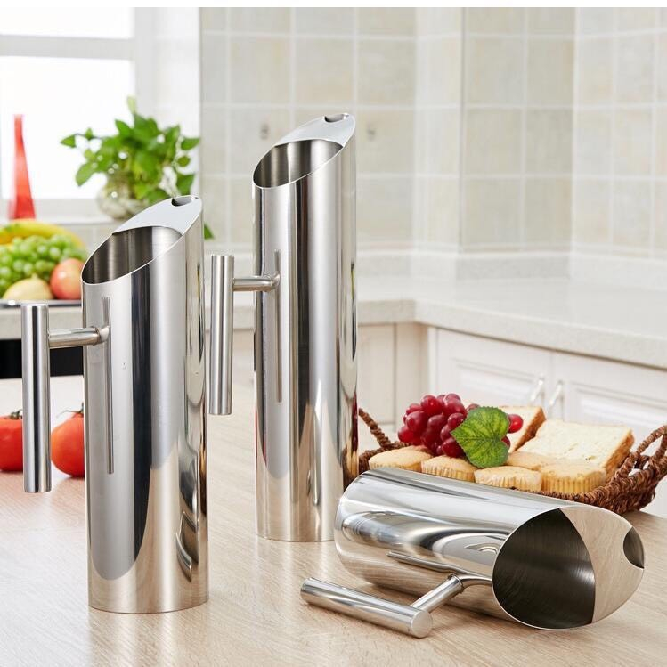 Ca -  Bình inox trà đá hình ống trúc - Bình Inox Rót trà hình trụ miệng xéo 1L-1,5L-2L