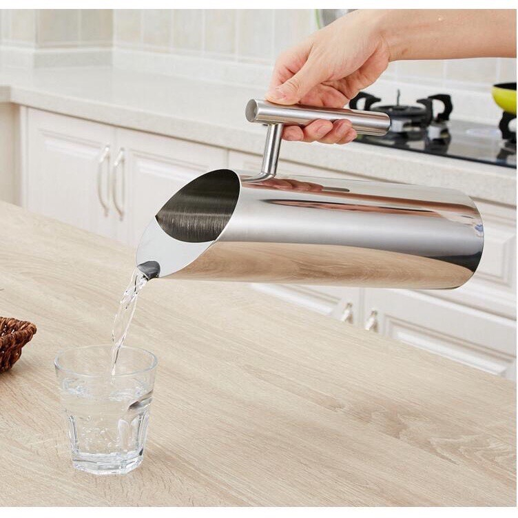 Ca -  Bình inox trà đá hình ống trúc - Bình Inox Rót trà hình trụ miệng xéo 1L-1,5L-2L