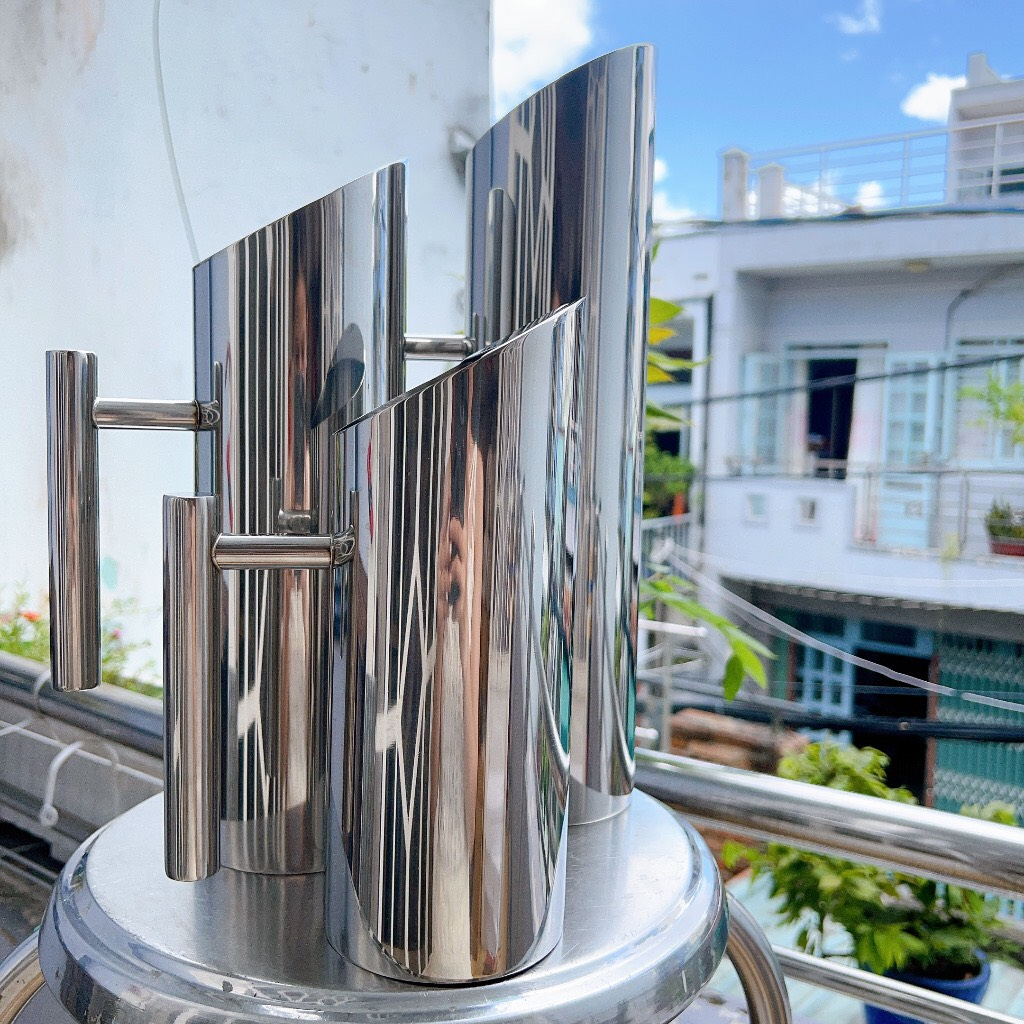 Ca -  Bình inox trà đá hình ống trúc - Bình Inox Rót trà hình trụ miệng xéo 1L-1,5L-2L