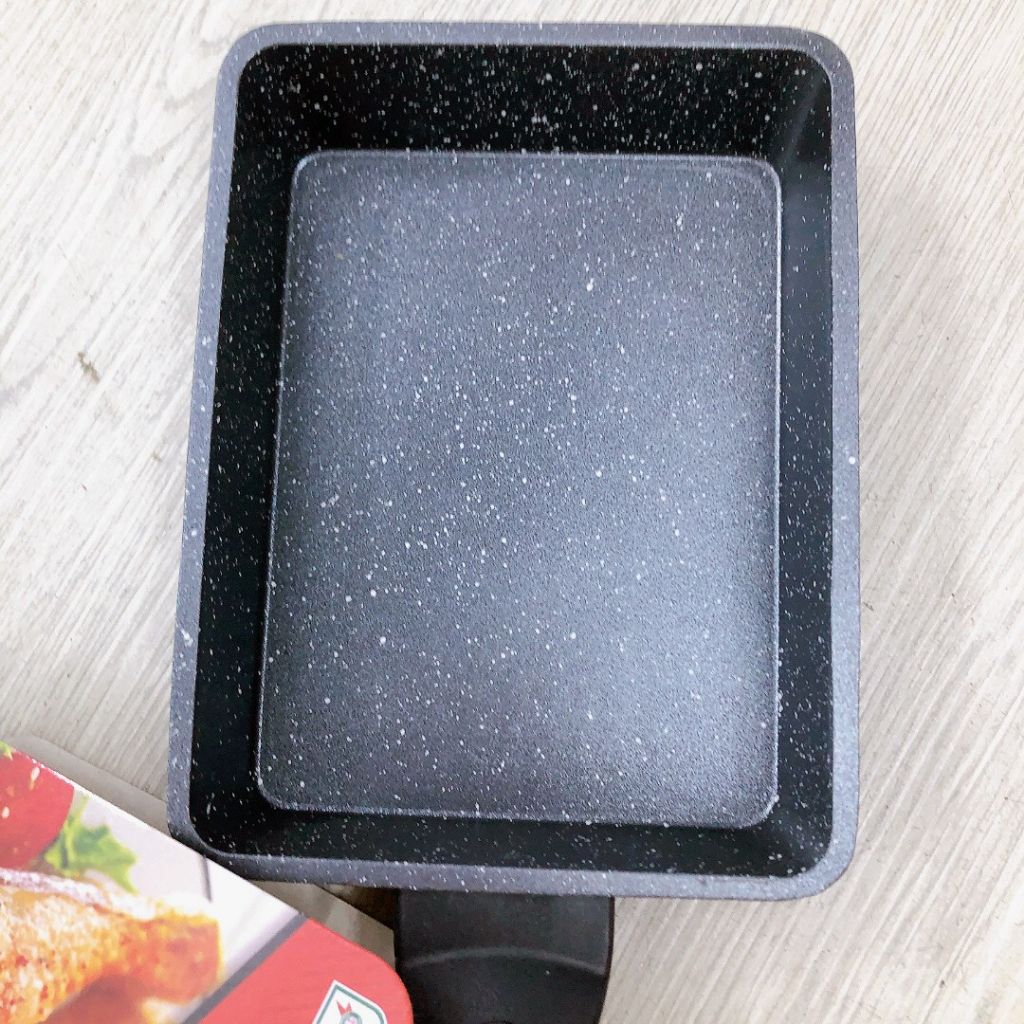 Chảo Vuông Vân Đá chống dính Tithafac 13.5 x 37.5cm  Bếp Từ- Chảo chống dính vân đá